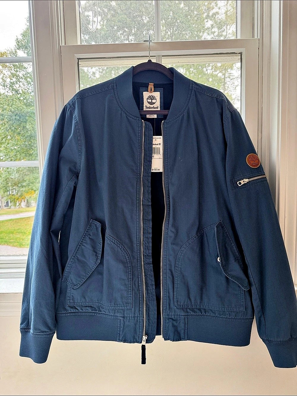 Timberland Men's Bomber Jacket in Blue Size Large NWT